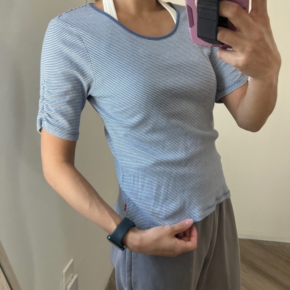 Levi's blue and White Striped Short Sleeve Tee